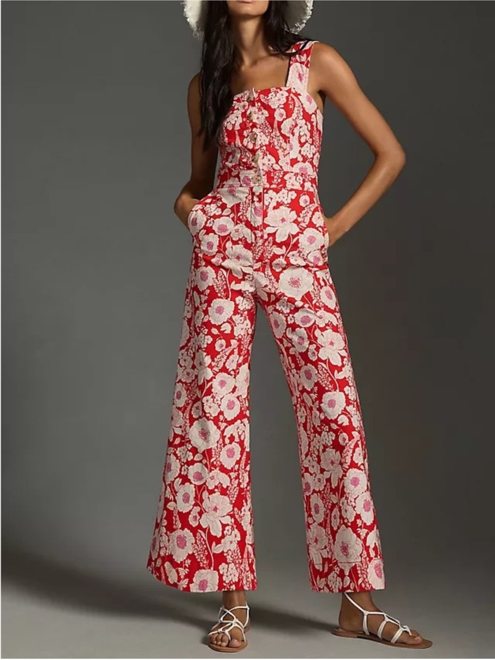 NWT Maeve by Anthropologie - The Colette Red Floral Jumpsuit